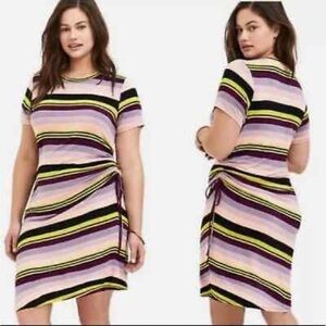 Torrid Jersey Stretch Multi Striped Tee Shirt Bodycon Midi Dress Plus Size 1X